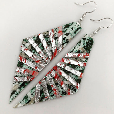 Adabel batik textile earrings / dark green