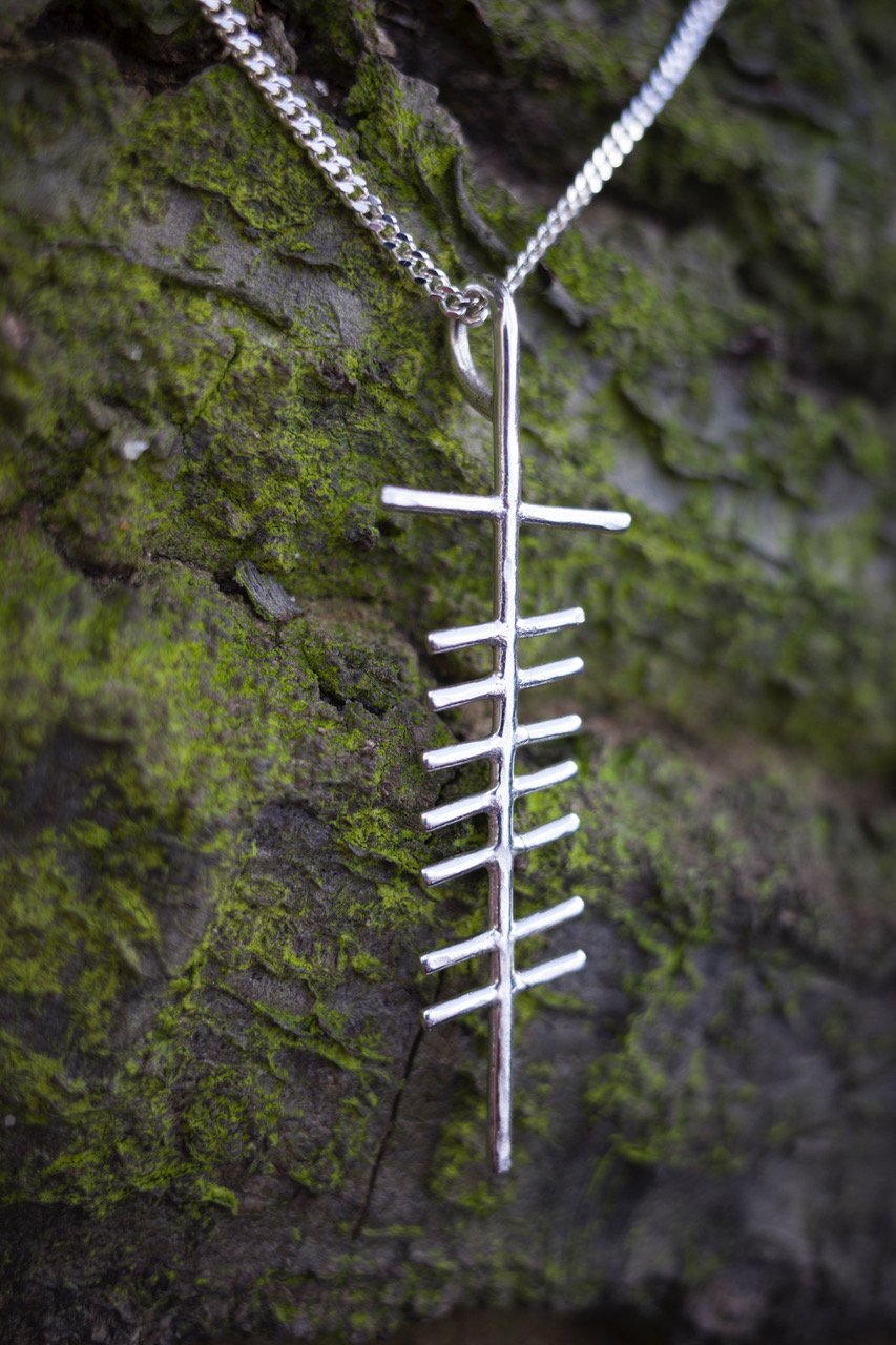 Love /Grá sculpted silver pendant -ogham treasure