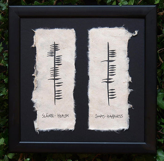 Health and Happiness  Handpainted Ogham Wishes-Double